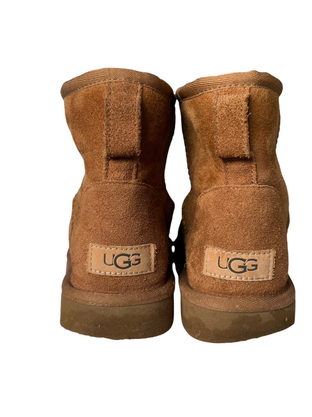 UGG Classic Mini Boots Size 9 US Chestnut Brown Tan Suede Wool Shearling Lining - Picture 13 of 16